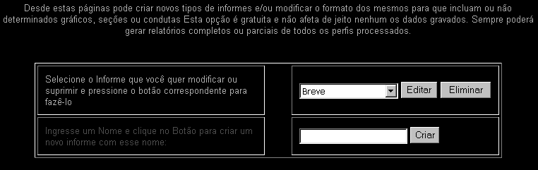 Imagem da página de Edição de Modelos de Informe